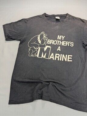 USMC Marine Bulldog Shirt Velva Sheen Vintage Large